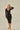 czarna ściagaczowa sukienka midi basic z dekoltem "Black"